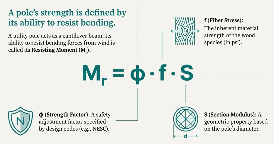 Resisting Moment formula Mᵣ = φ·f·S, with fiber stress, strength factor, and section modulus illustrated