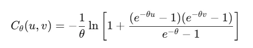 Frank copula formula with dependence parameter theta